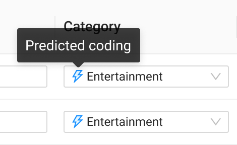 AI-Powered Predictive Coding showing predicted category values