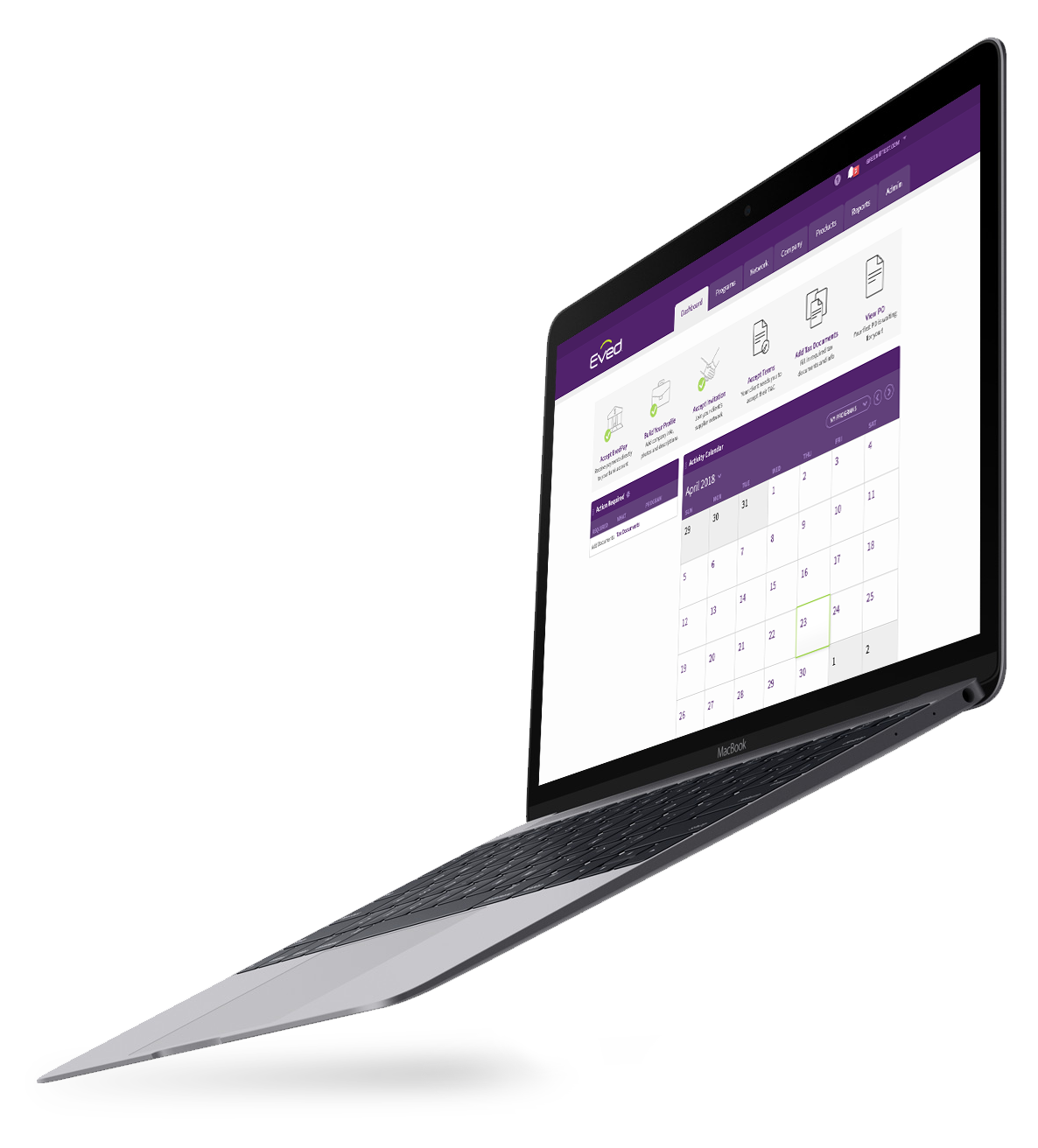 Eved merchant dashboard on laptop