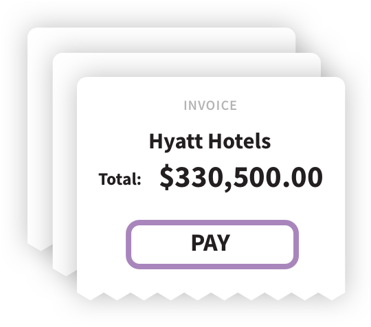 Hyatt Hotels invoice - $330,500.00